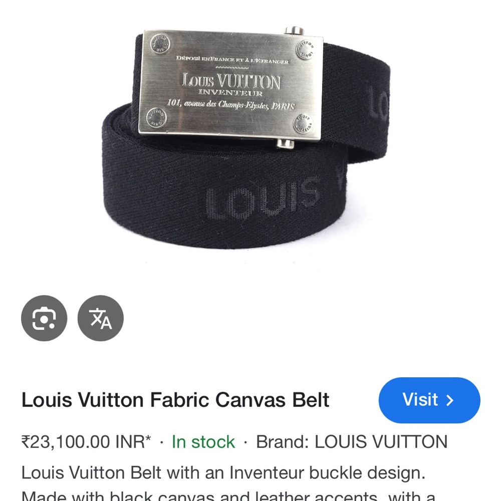 Louis Vuitton Black Fabric Inventeur Belt with Silver Clasp - Picture 4 of 4